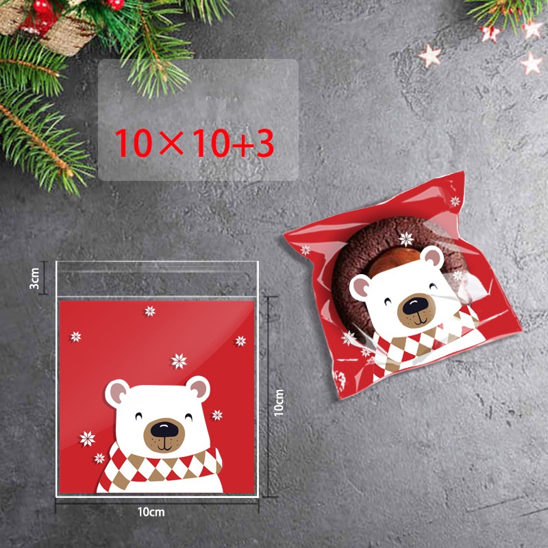 Set 100 Túi OPP Tự Dính Họa Tiết Hoạt Hình Đựng Bánh Kẹo Trang Trí Giáng Sinh