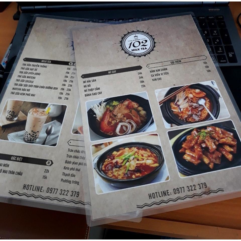 Menu giấy ép plastic khổ a4, a5 giá rẻ miễn phí thiết kế