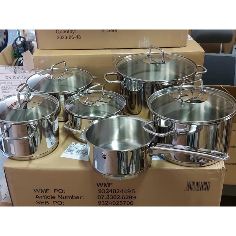 Bộ nồi WMF Astoria 6 món vung kính, chất liệu thép không gỉ