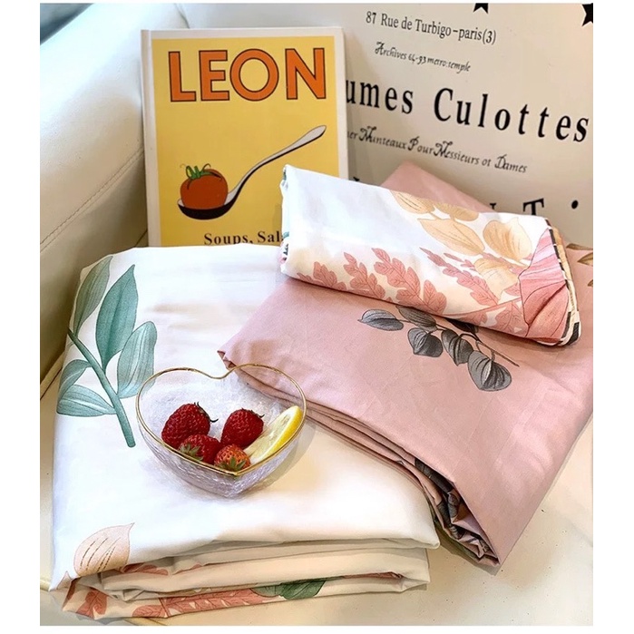 Bộ Chăn Ga Gối ❤️ Cotton living 100% cao cấp đủ size đệm ga giường họa tiết kẻ phong cách Hàn Quốc