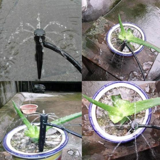 Béc tưới 8 tia có que cắm 0-70L/h tưới gốc điều chỉnh được lưu lượng