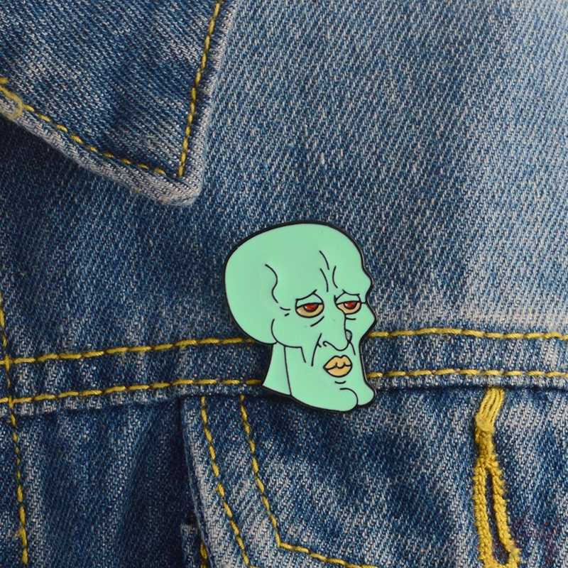 Ghim cài áo trang trí hình squidward bằng kim loại