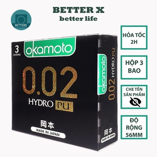 🔥chính hãng🔥 bao cao su okamoto 0.02 pu siêu mỏng truyền nhiệt nhanh hộp 3 cái
