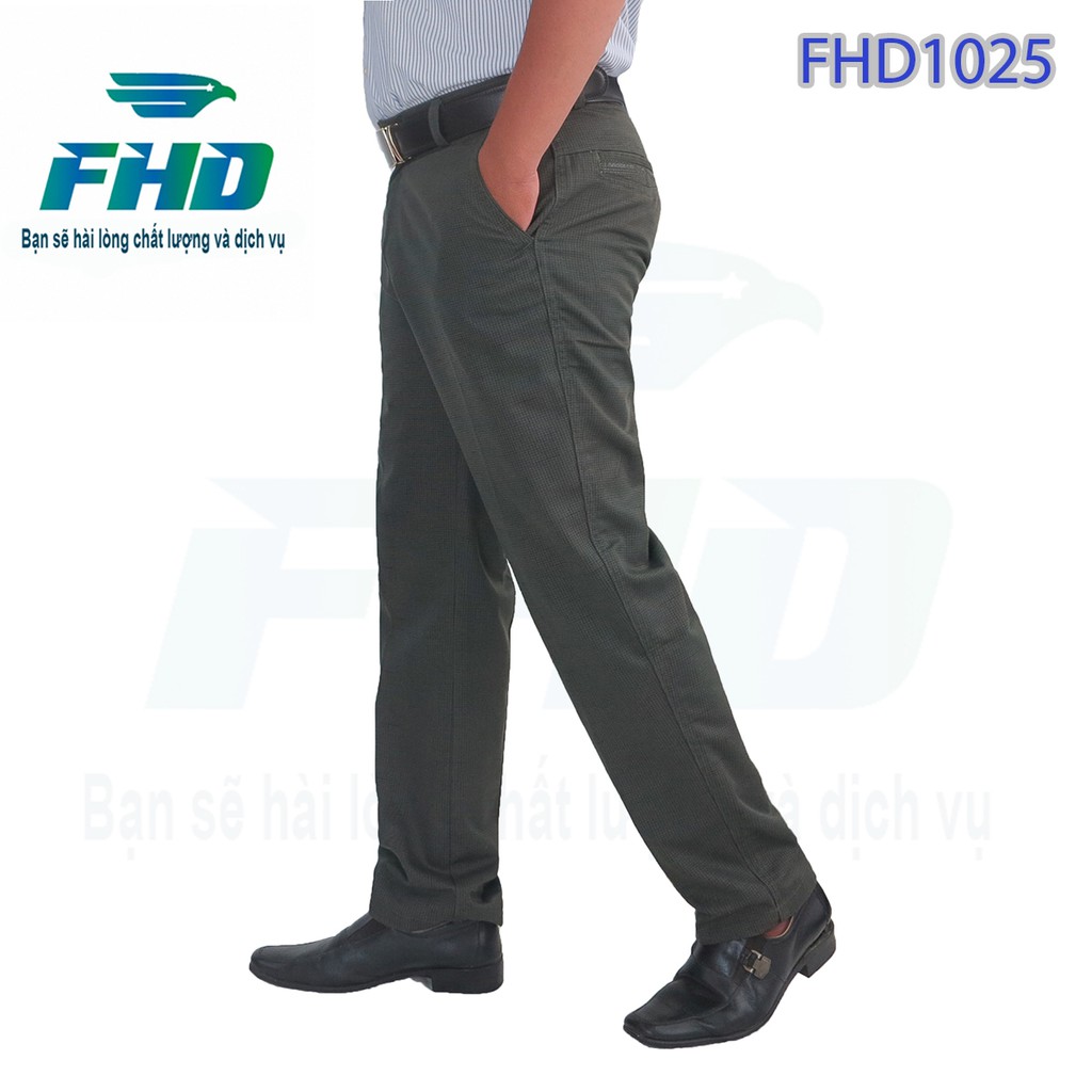 Quần dài kaki sọc kẻ trung niên nam với chất vải dày, không bai màu ống rộng FHDQ001