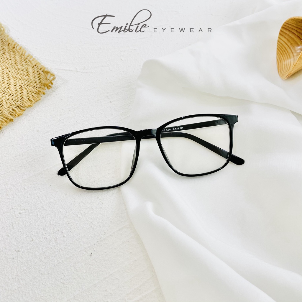 Gọng kính vuông nhựa dẻo size to nam nữ Emilie eyewear phụ kiện thời trang 8246