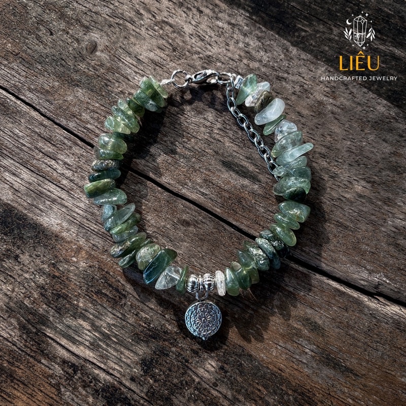 Vòng tay thach anh tóc xanh - Green Rutilated Quartz