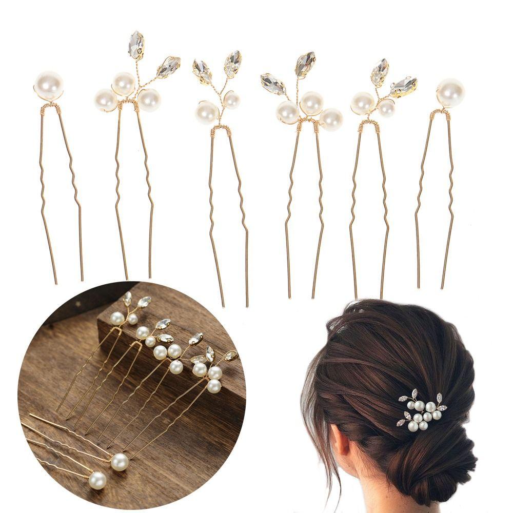 PINEVN Set 6 Trâm Cài Tóc Cô Dâu Đính Đá Sang Trọng