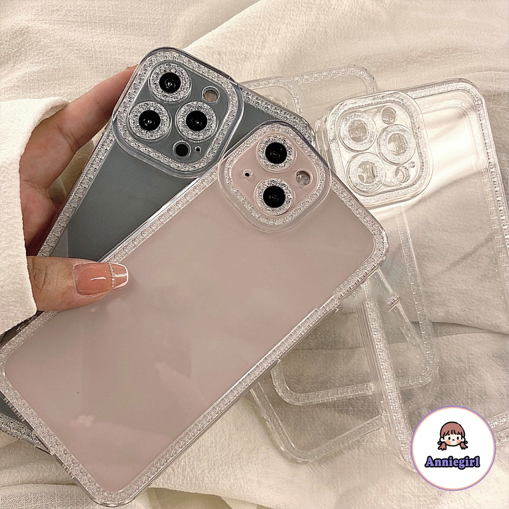 Ốp Điện Thoại TPU Mềm Chống Sốc Khung Viền Đính Đá Sang Trọng Cho IPhone 11 ip14 13 12 11 Pro Max X XR 8 7 Plus