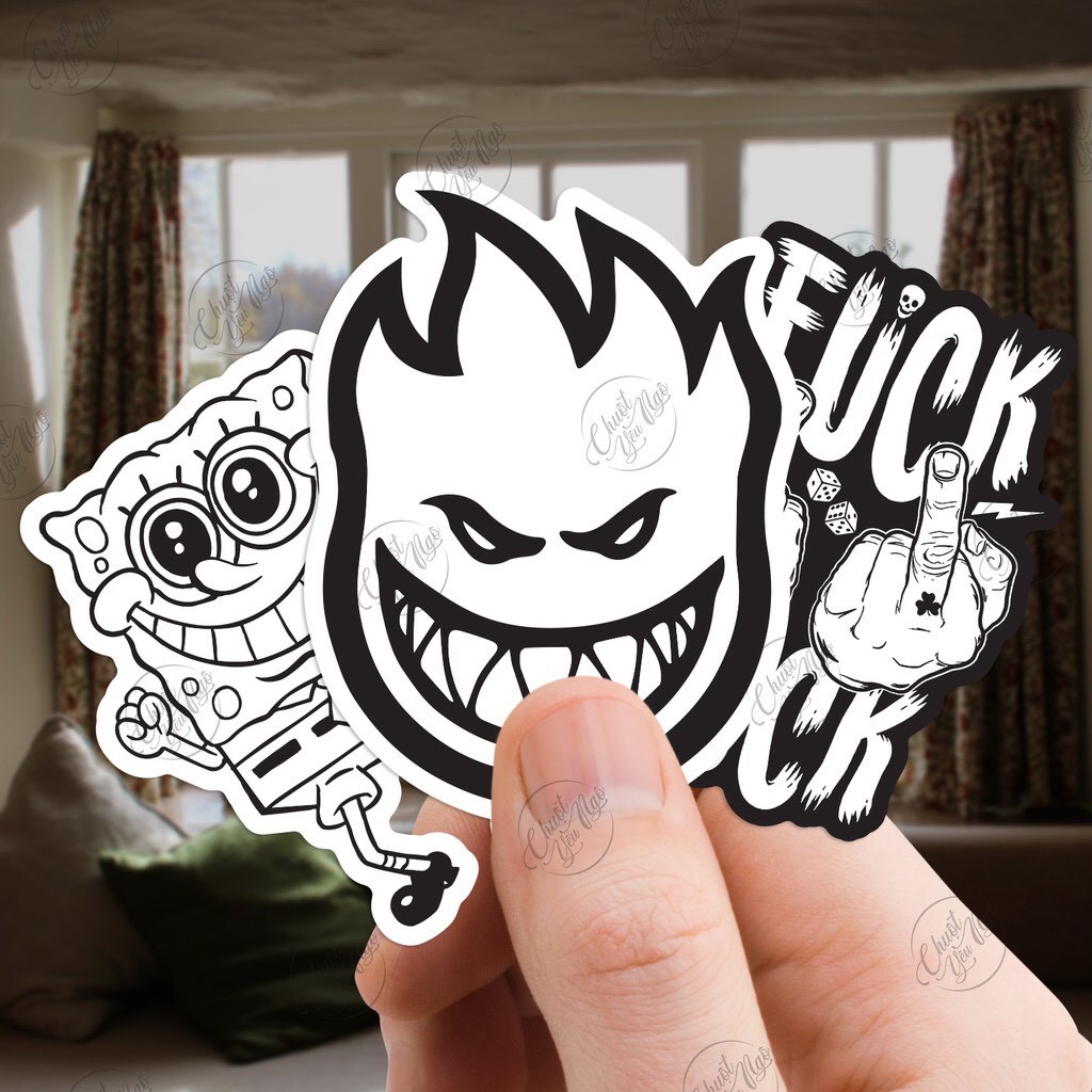 Combo 25 mẫu sticker hình dán decal chủ đề trắng đen Black White NT37