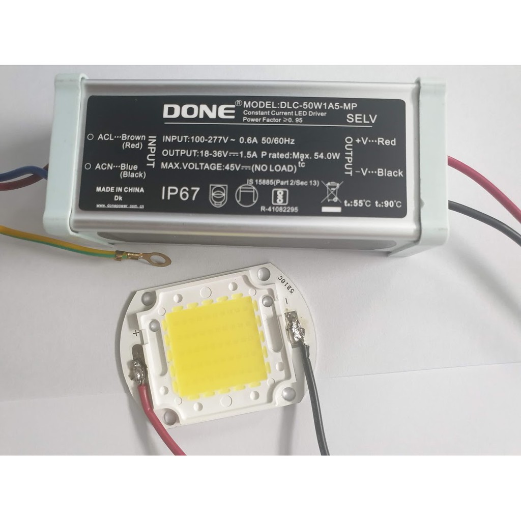 NGUỒN DONE + CHIP ĐÈN LED PHA 50W Briglux 20v-36v