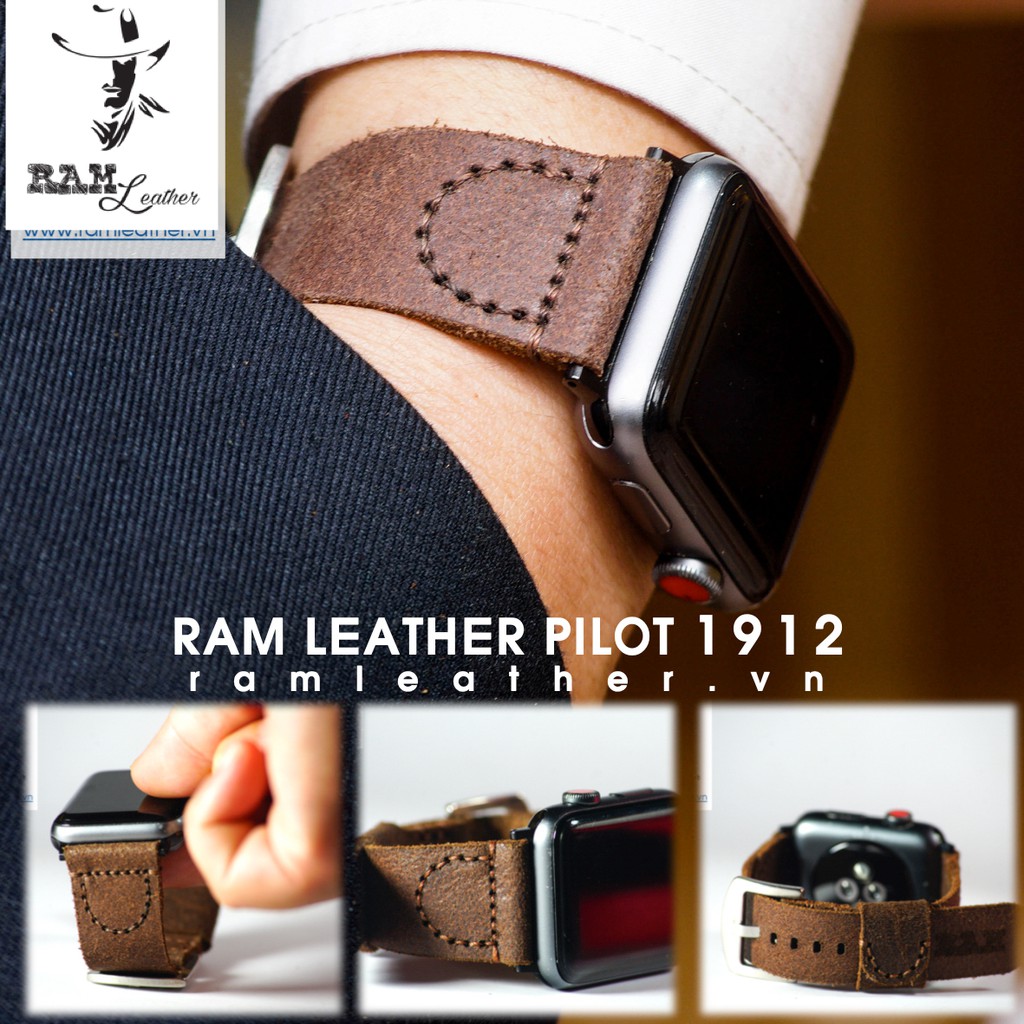 Dây đồng hồ Apple Watch , Iwatch , Iphone Watch Da Bò Kiểu Phi Công RAM Leather Pilot  Bền Đẹp