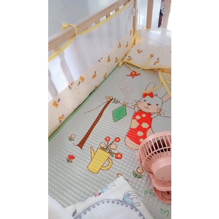 Nhận may quây cũi theo size, quây phối lưới 3d xô muslin cao cấp