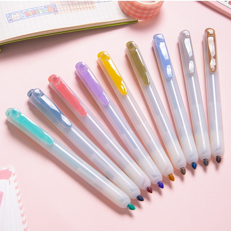 Set 4 Bút Gel Dạ Quang Khô Nhanh Màu Sắc Retro C6458