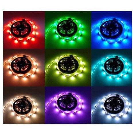 Cuộn dây Led dán đổi 7 màu RGB 5 mét Chống nước- Phủ Silicon- Remote 44 phím chức năng