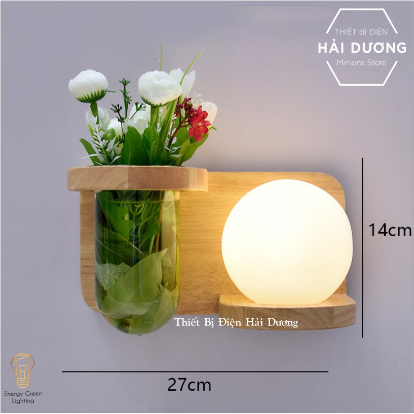 Đèn Tường Kệ Gỗ Chao Thủy Tinh Hiện Đại DT-2714 - Trang Trí Căn Phòng - Energy Green Lighting - Đã Bao Gồm Bóng