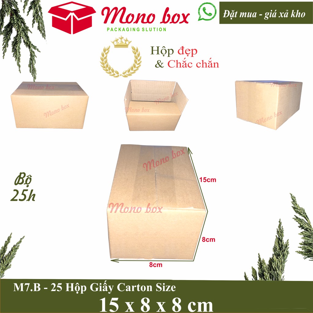 Bộ 25 hộp giấy carton 15x8x8