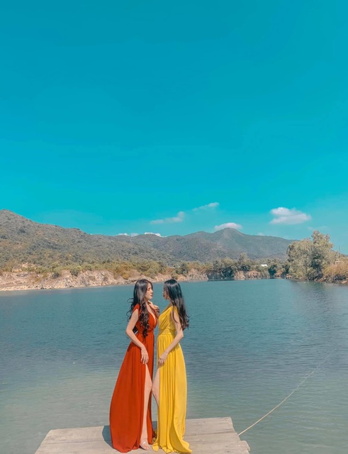 [FREESHIP] Đầm Maxi Vàng Đỏ Vintage Mẫu Dài | BigBuy360 - bigbuy360.vn