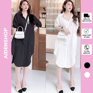 Váy bầu thời trang sơ mi Aidenshop đầm bầu mùa hè suông thiết kế