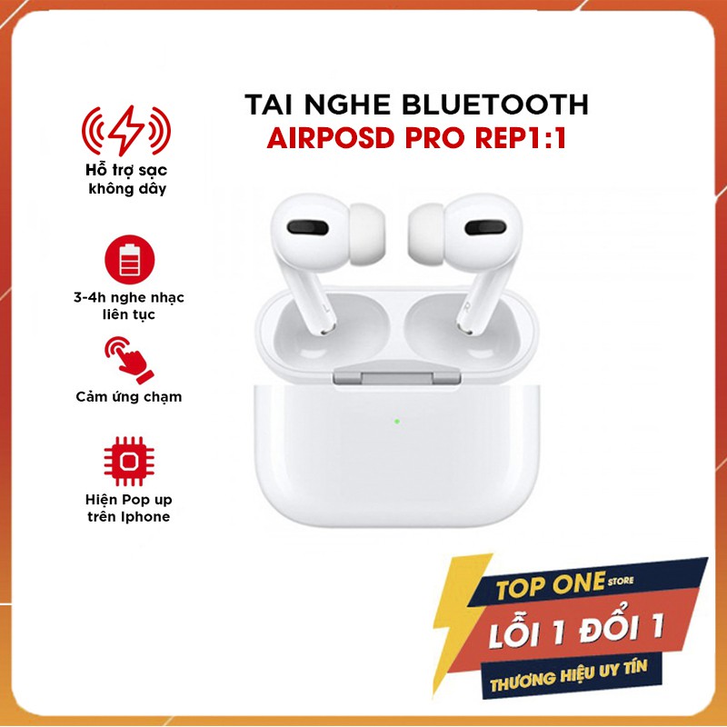 Tai Nghe Kết Nối Bluetooth Airpod Pro 5.0, Chip Jerry A8 - Đổi Tên Định Vị Xuyên Âm Chống Ồn, Sạc Không Dây Bản Pro 2