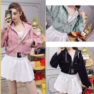 Áo Khoác Nhung Lửng Croptop Cực Trẻ Trung Cá Tính