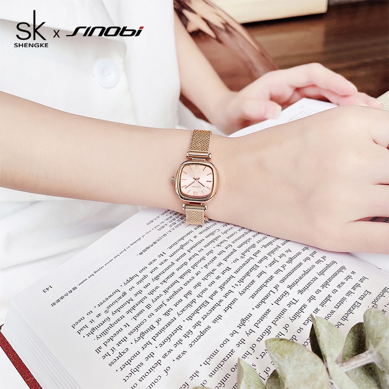 Đồng hồ Shengke sinobi 9852 dây lưới thanh lịch giá rẻ cho nữ