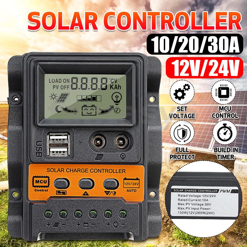 Thiết Bị Điều Khiển Sạc Năng Lượng Mặt Trời Đầu Vào 10/20/30A Màn Hình LCD 12V/24V
