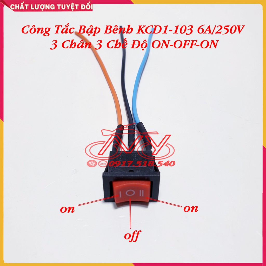 Công Tắc Bập Bênh KCD1 6A/250V 3 Chân 3 Chế Độ ON-OFF-ON