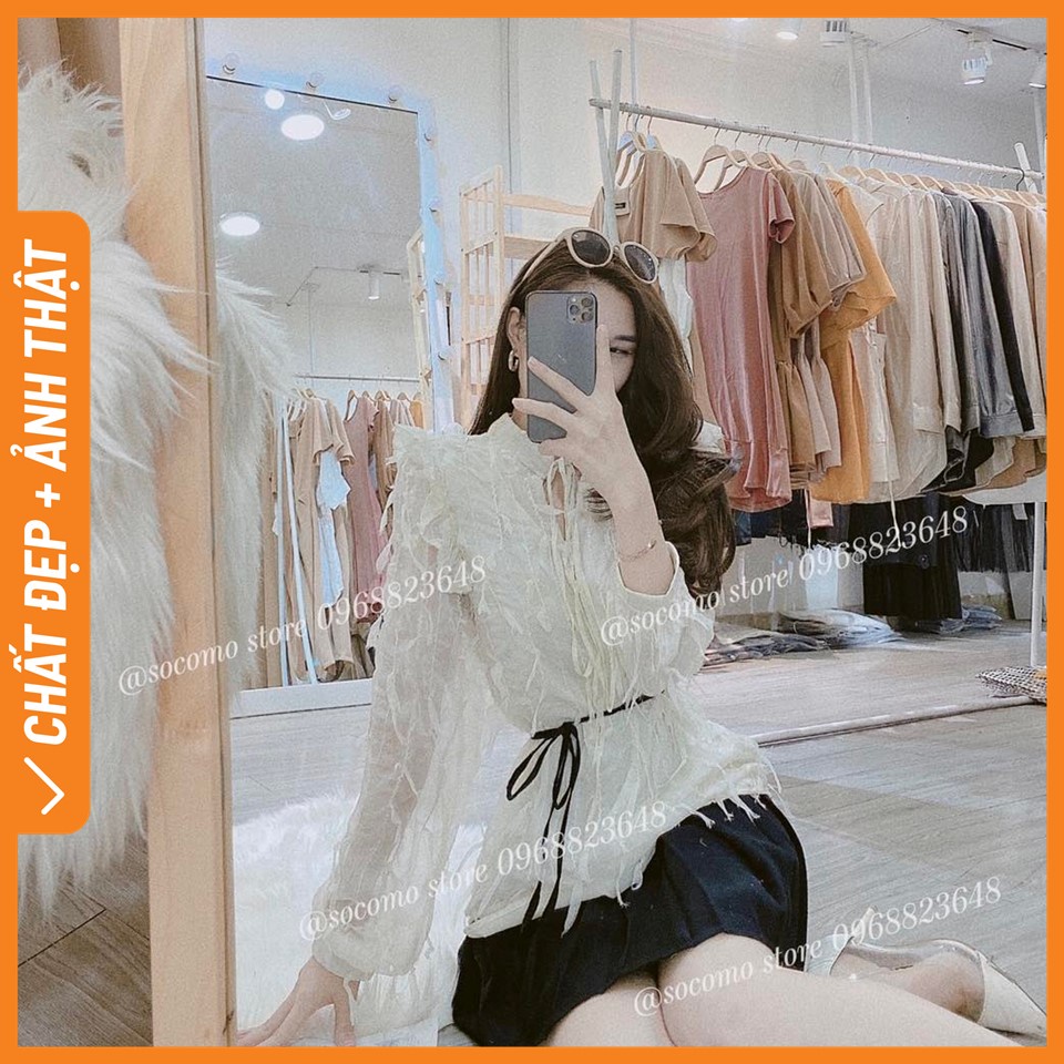 Áo sơ mi lông tiểu thư cổ tròn Socomo A52022 - Hàng Loại 1, Chất Đẹp - Giá tốt - 100% ảnh Socomo