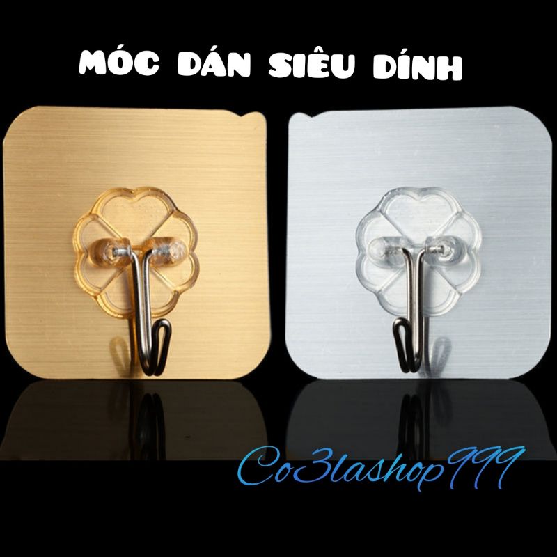 VỈ 3 Móc sắt màu, trong suốt dán tường gạch men siêu dính treo vật dụng gia đình