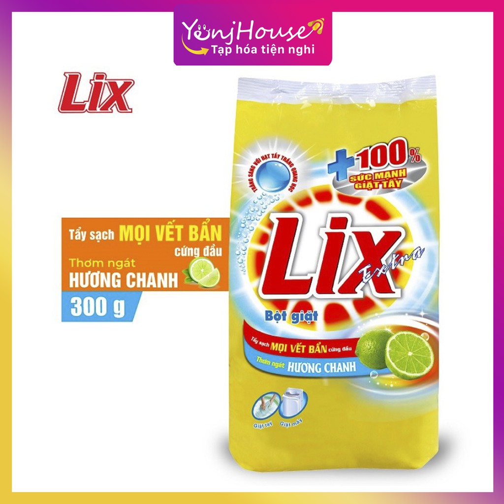 Bột giặt LIX EXTRA 250gram HƯƠNG CHANH dành cho giặt máy, giặt tay tẩy cực mạnh - YenjHouse