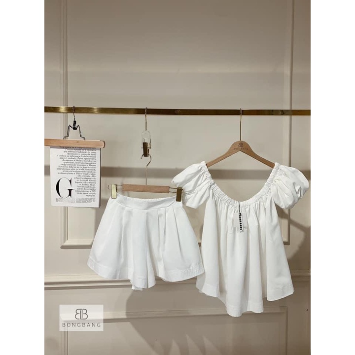 Set trễ vai tay bồng Nacy design, bộ bệt vai thô mềm cao cấp