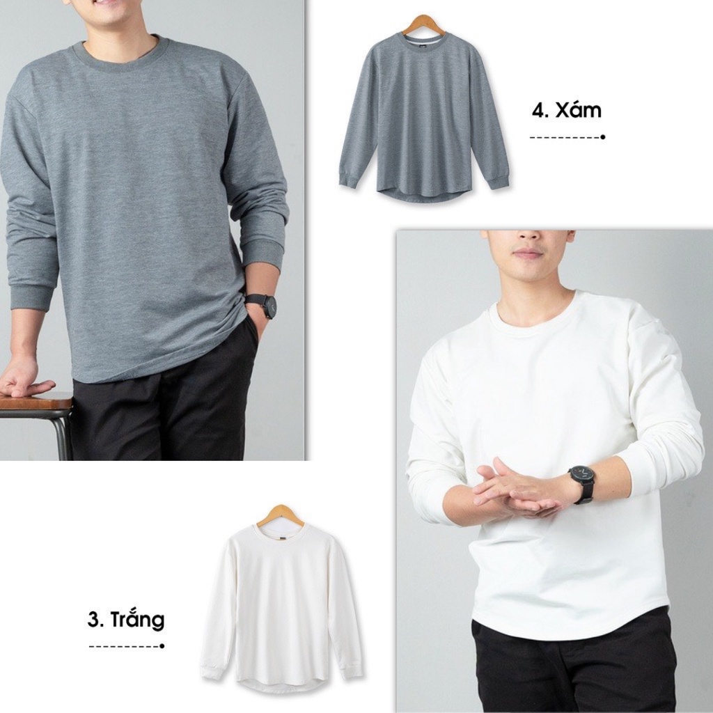 Áo dài tay nam D&Q MEN STORE Basic Sweater vạt bầu Layer Sweater 5 màu trơn | BigBuy360 - bigbuy360.vn