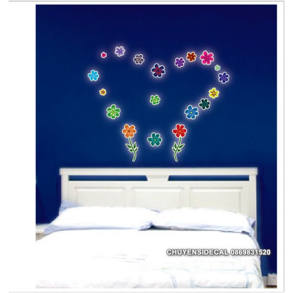 Decal trang trí tường - Hoa sắc màu 02 - DẠ QUANG