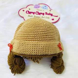 Nón handmade có bím tóc cho bé gái