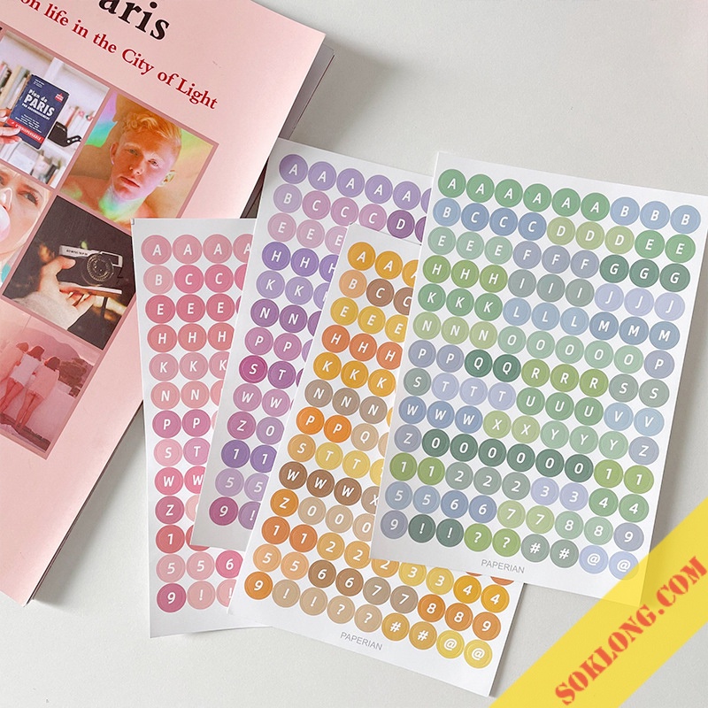 Sticker chữ cái in hoa màu pastel xinh xắn STI56 nhãn dán chữ tiếng anh alphabet trang trí sổ vở, bullet journal