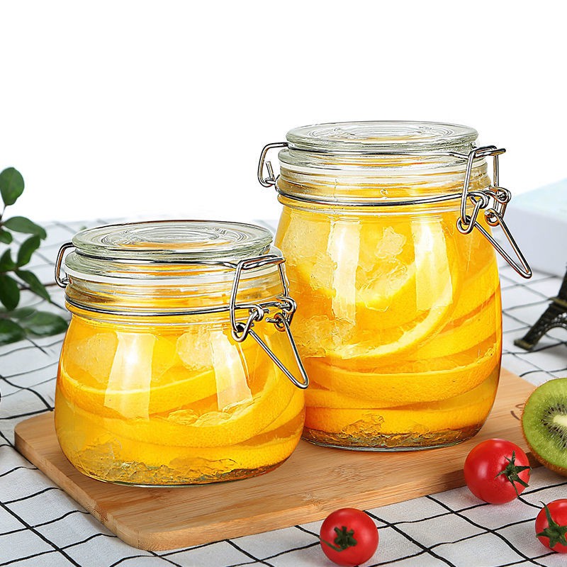 Kín chai thủy tinh có nắp đậy thực phẩm gia đình, bể chứa ướp dưa chanh mật ong jar