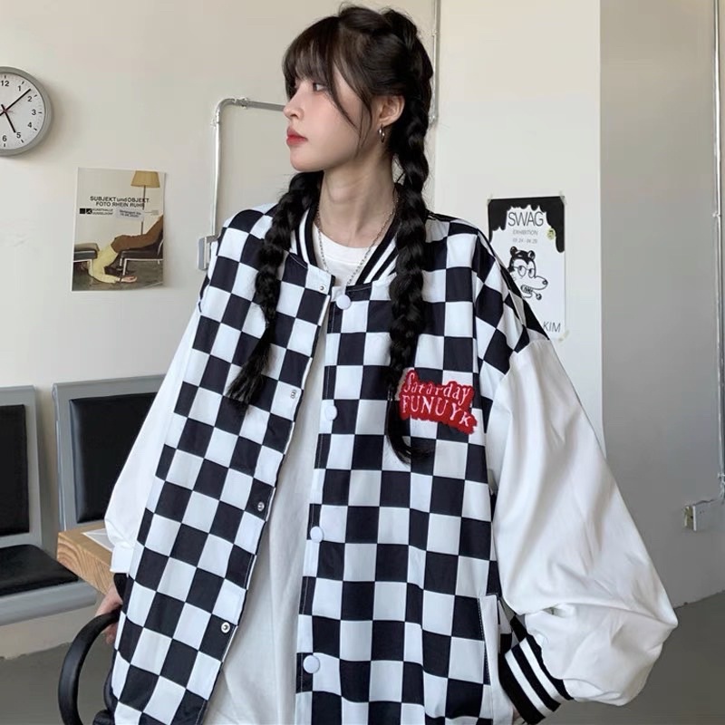 Áo khoác Bomber caro unisex nam nữ