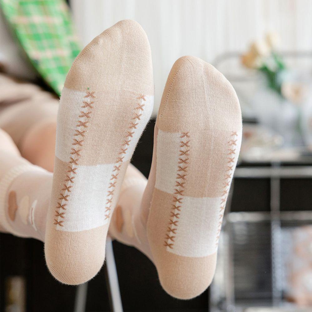 QQMALL Vớ Lụa Thủy Tinh Nhật Bản Thoáng Khí Thoải Mái Màu Cà Phê Trái Tim Hợp Thời Trang