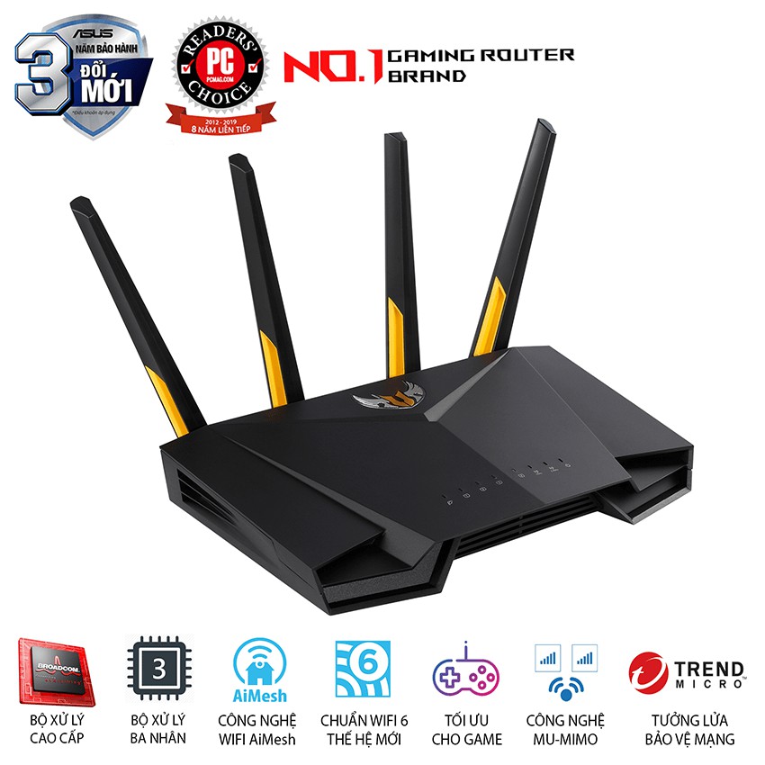 Bộ phát wifi 6 Asus TUF GAMING AX3000 (Hàng chính Hãng Asus Việt Nam)