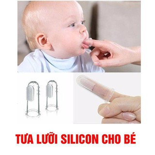 Rơ lưỡi silicon cho bé vệ sinh răng miệng trắng trong tặng kèm hộp
