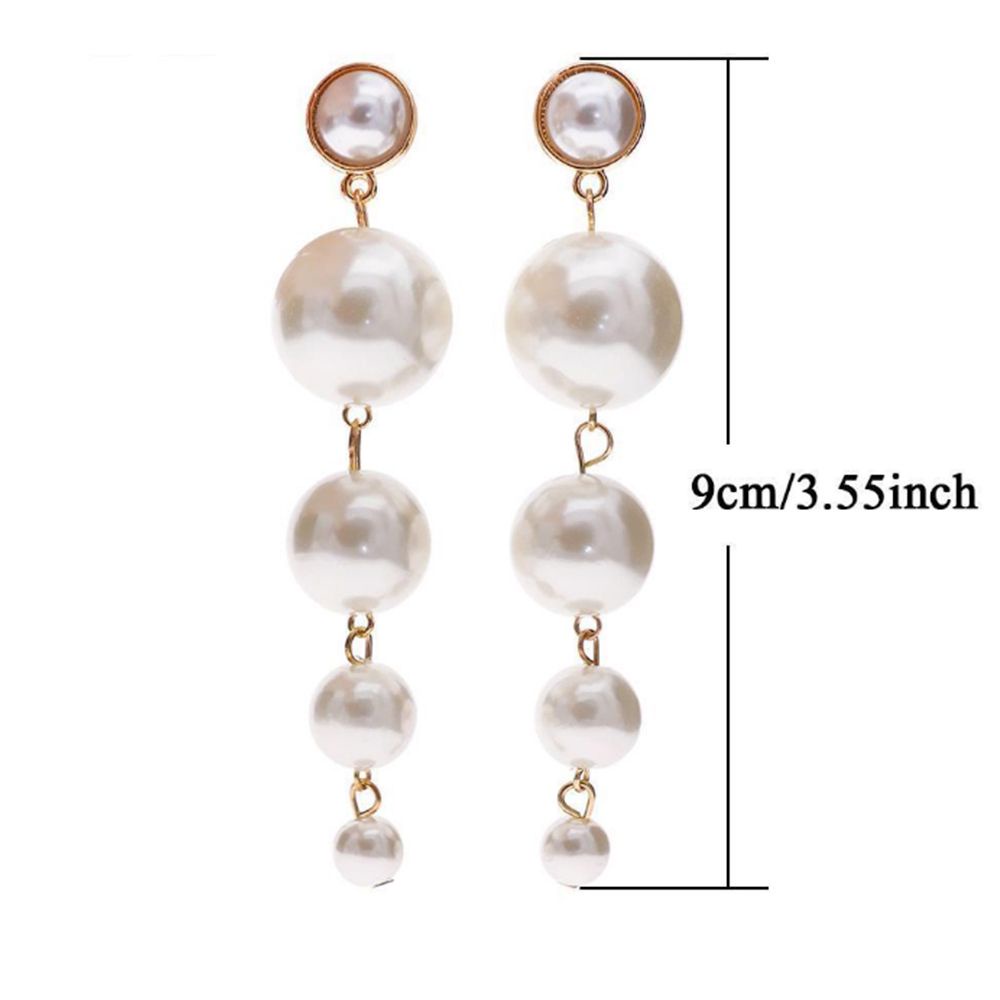 Đôi khuyên tai dài đính ngọc trai giả thời trang cho nữ
