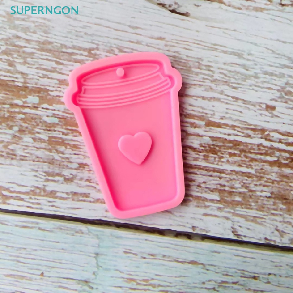 Khuôn Silicone Tạo Hình Cốc Cà Phê Kèm Móc Khóa Trái Tim Xinh Xắn