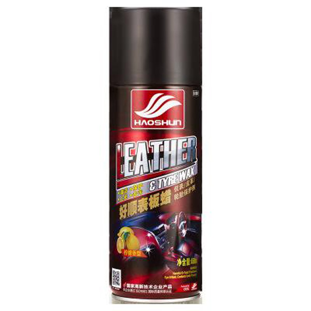 Chai xịt làm sạch làm bóng bảo dưỡng bề mặt da và lốp xe Haoshun LEATHER TYRE WAX 4 mùi vị 450ml