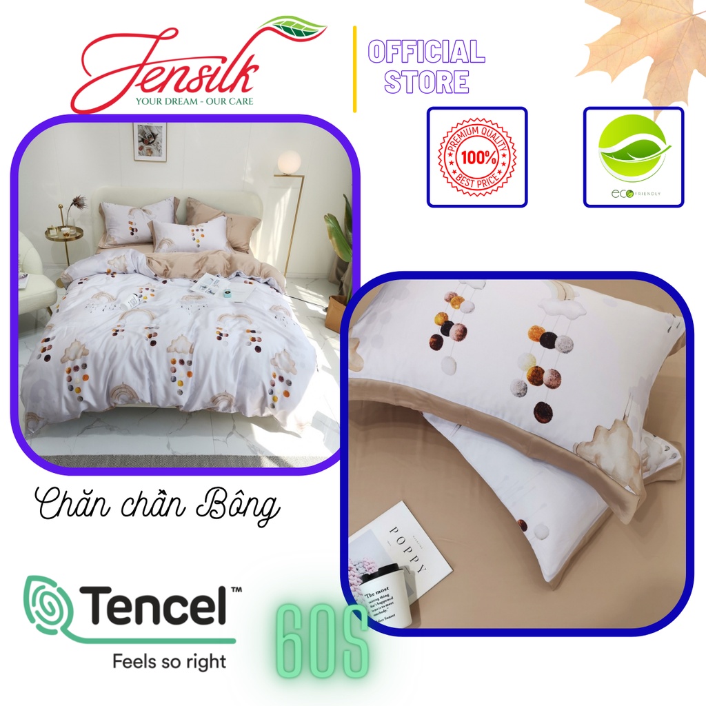 [Tencel 60s] Bộ chăn ga gối 100%Tencel 60s, Họa tiết sọc cách điệu trẻ trung, tươi mát, chất liệu si