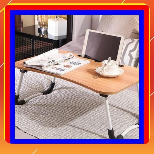 Bàn Học Xếp Gọn Có Khe Cắm Điện Thoại Ipad Chất Liệu Nhựa Giả Gỗ (MSP BIP45)