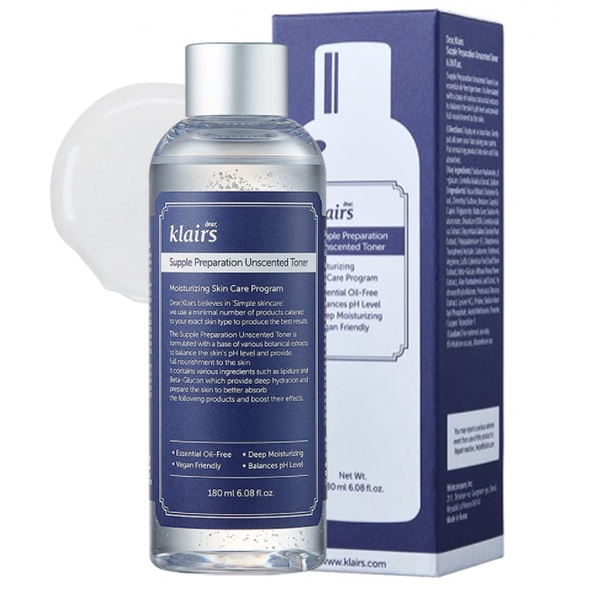 Nước Hoa Hồng Klairs Supple Preparation Unscented Toner Không Mùi