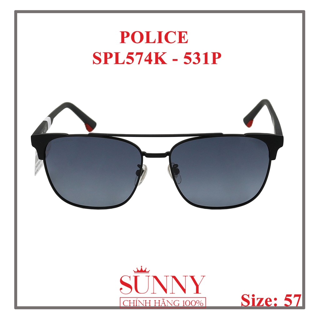 Kính mát Police chính hãng SPL574K màu sắc thời trang, thiết kế dễ đeo bảo vệ mắt