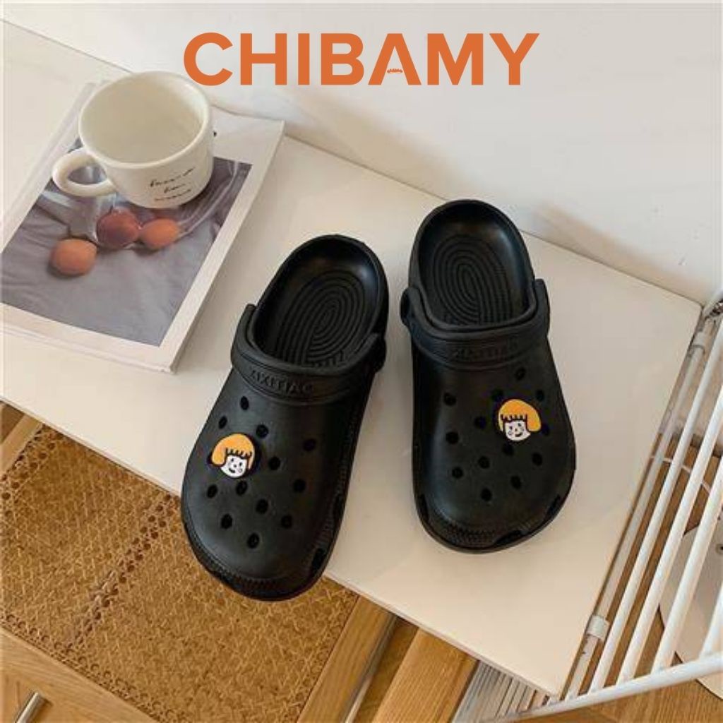 Dép sục gắn sticker cặp đôi hoạt hình trai gái cute đế chống trơn trượt CHIBAMY