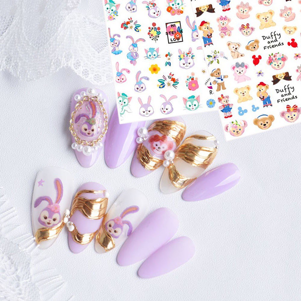 Miếng Dán Trang Trí Móng Tay Hình Gấu Hoạt Hình 3D Diy