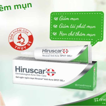 GEL GIẢM MỤN TRỨNG CÁ, MỤN ĐẦU ĐEN HIRUSCAR ANTI ACNE SPOT GEL 10G CHÍNH HÃNG - 7698